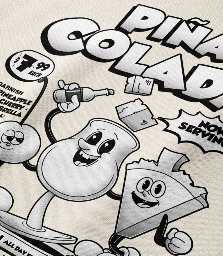 Piña Colada Black & White Heavyweight Organic Hoodie