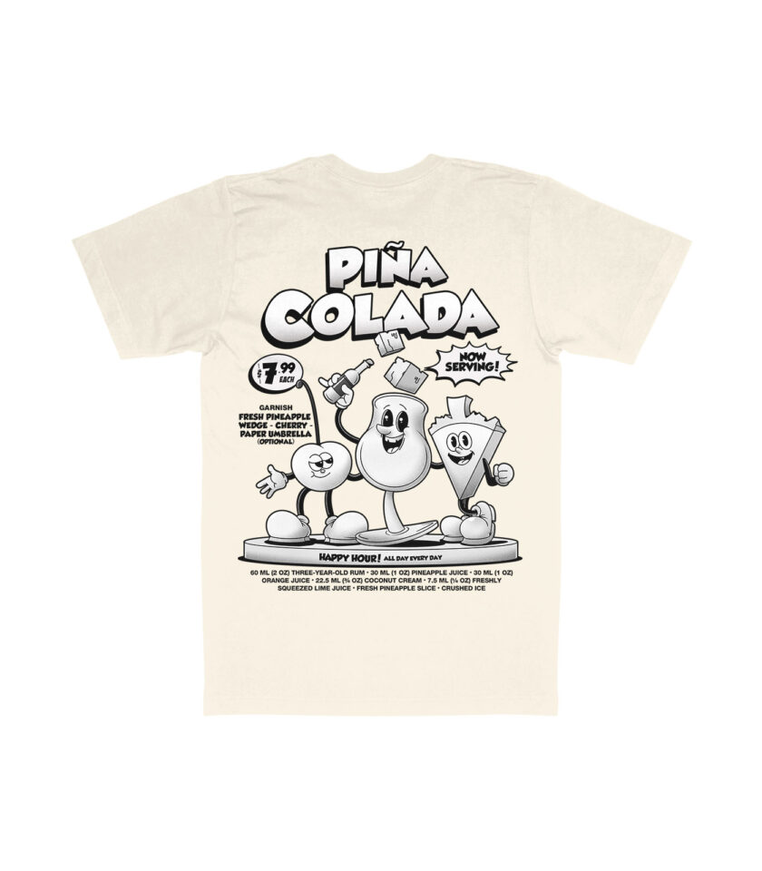 Piña Colada Black & White Organic Heavyweight T-Shirt - Image 4