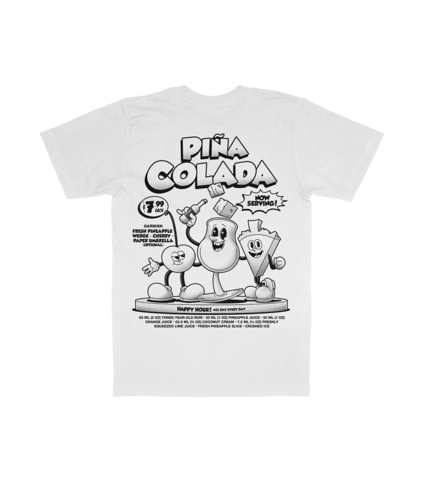 Piña Colada Black & White Organic Heavyweight T-Shirt - Image 7