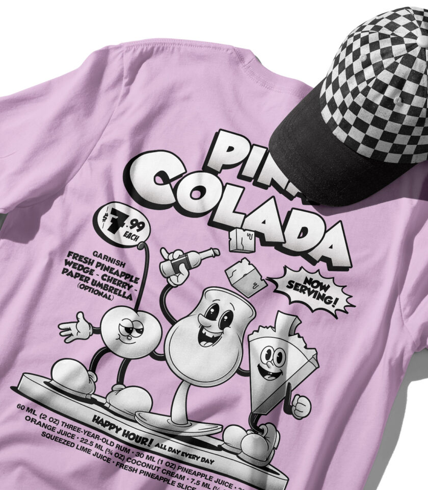 Piña Colada Black & White Organic Heavyweight T-Shirt - Image 12