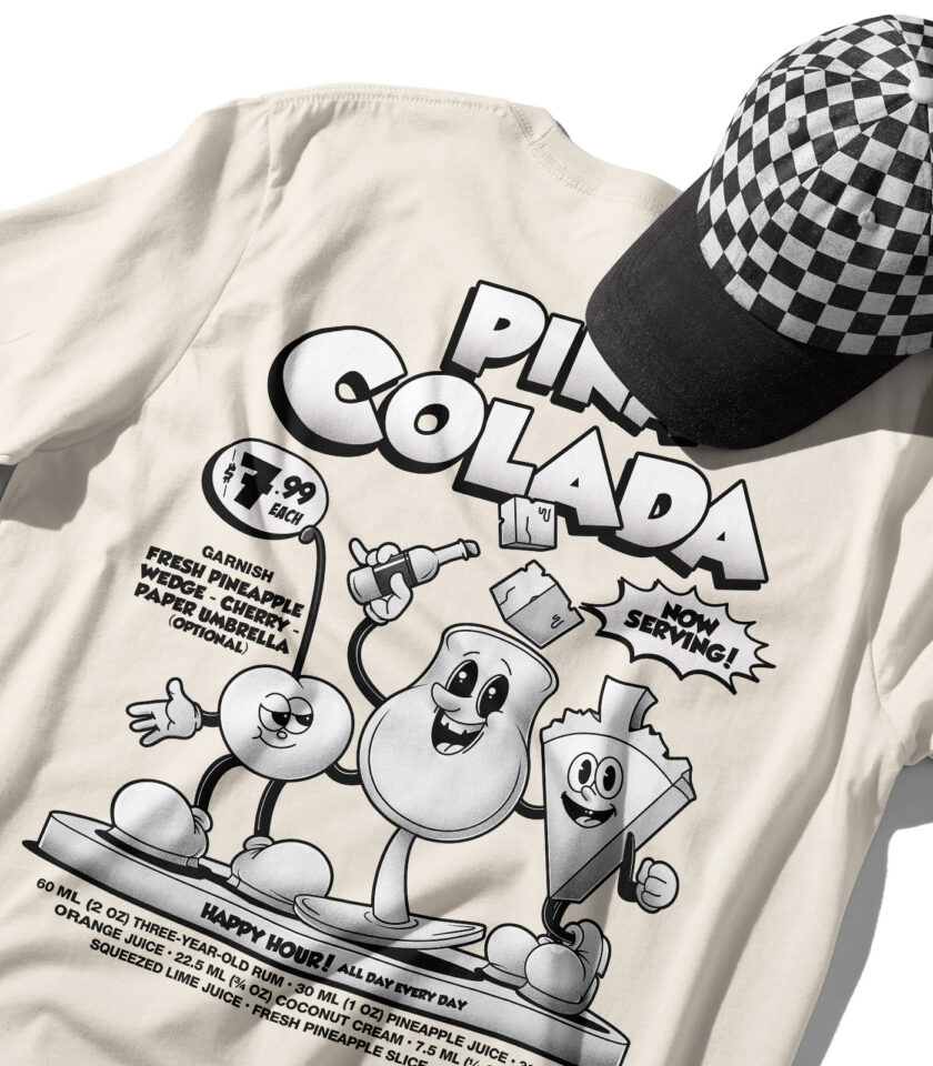 Piña Colada Black & White Organic Heavyweight T-Shirt - Image 6