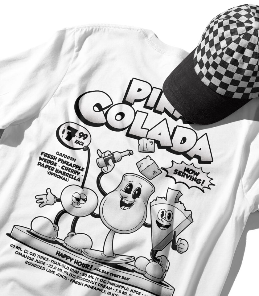 Piña Colada Black & White Organic Heavyweight T-Shirt - Image 9