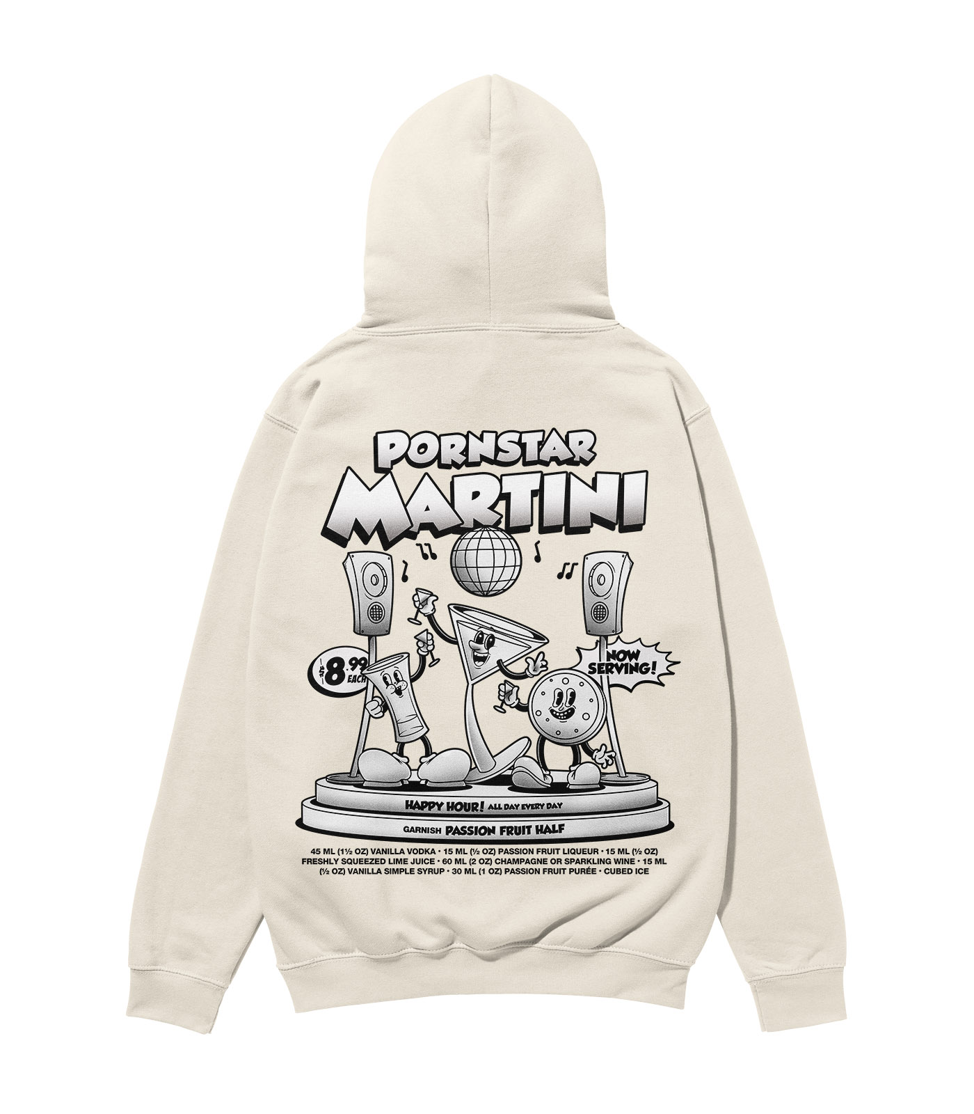 Pornstar Martini Black & White Heavyweight Organic Hoodie - Image 4