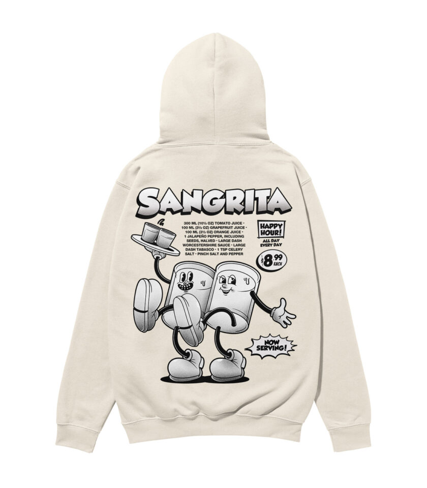Sangrita Black & White Heavyweight Organic Hoodie - Image 4