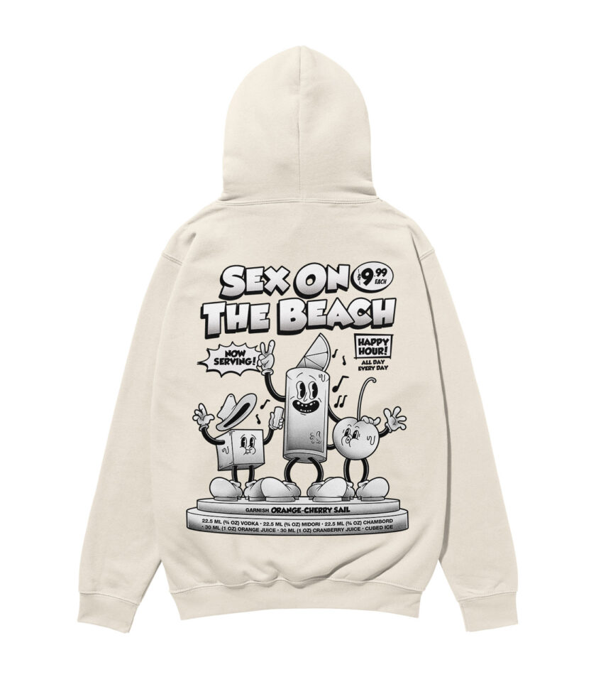 Sex on the Beach Black & White Heavyweight Organic Hoodie - Image 4