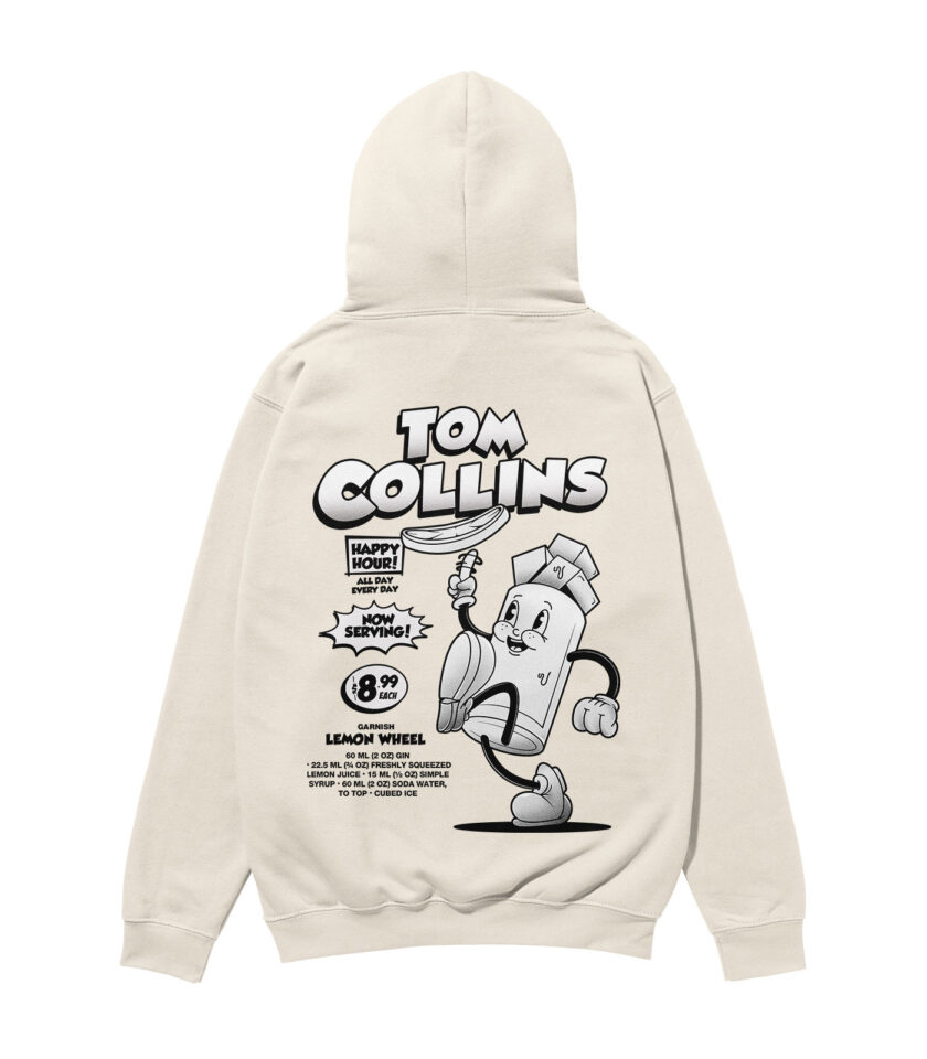 Tom Collins Black & White Heavyweight Organic Hoodie - Image 4