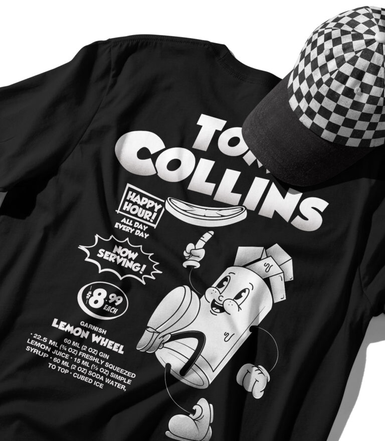 Tom Collins Black & White Organic Heavyweight T-Shirt